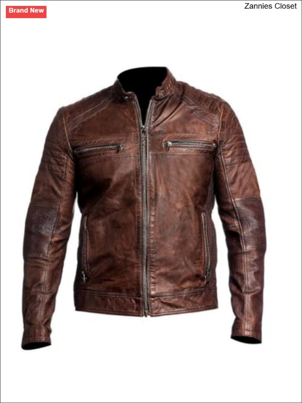 Mens Genuine Lambskin Leather Biker Jacket Motorcycle Vintage Style